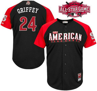 American League Seattle Mariners #24 Ken Griffey Black 2015 All-Star Game Player Jersey