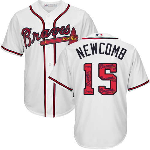 Atlanta Braves #15 Men’s Sean Newcomb Authentic White Team Logo Fashion Cool Base Baseball Jersey