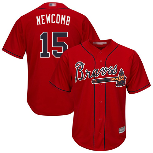 Atlanta Braves #15 Men’s Sean Newcomb Replica Red Alternate Cool Base Baseball Jersey