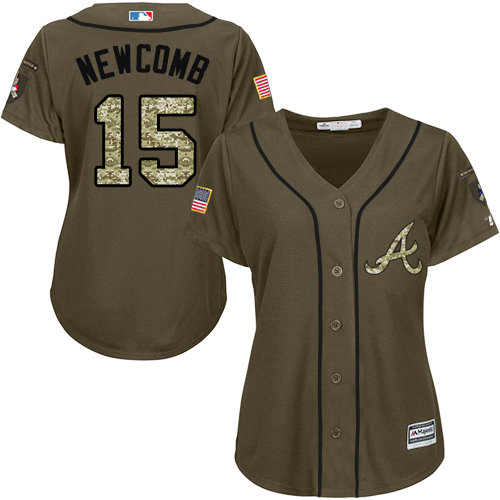 Atlanta Braves #15 Women’s Sean Newcomb Authentic Green Salute to Service Baseball Jersey