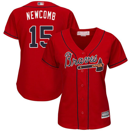 Atlanta Braves #15 Women’s Sean Newcomb Authentic Red Alternate Cool Base Baseball Jersey