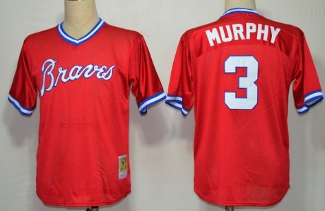 Atlanta Braves #3 Dale Murphy Mesh BP Red Throwback Jersey