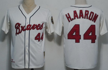 Atlanta Braves #44 Hank Aaron 1963 Cream Throwback Jersey