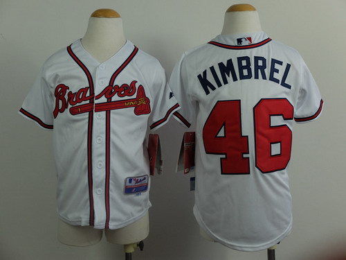 Atlanta Braves #46 Craig Kimbrel White Kids Jersey