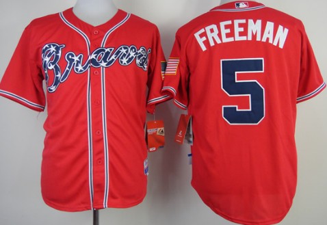 Atlanta Braves #5 Freddie Freeman 2014 Red Jersey