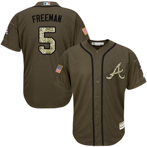 Atlanta Braves #5 Freddie Freeman Green Salute to Service Stitched MLB Jersey
