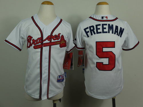 Atlanta Braves #5 Freddie Freeman White Kids Jersey