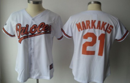 Baltimore Orioles #21 Markakis White Womens Jersey