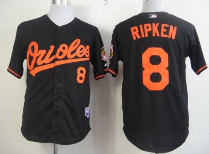 Baltimore Orioles #8 Cal Ripken Black Cool Base Jersey