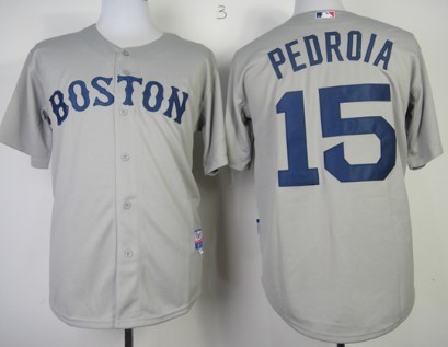 Boston Red Sox #15 Dustin Pedroia Gray Jersey