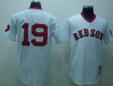Boston Red Sox #19 Fred Lynn 1975 White Throwback Jersey