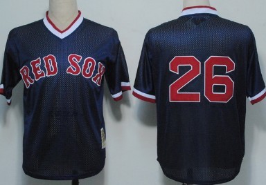Boston Red Sox #26 Wade Boggs 1990 Mesh BP Navy Blue Throwabck Jersey