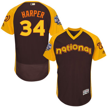 Bryce Harper Brown 2016 All-Star Jersey – Men’s National League Washington Nationals #34 Flex Base Majestic MLB Collection Jersey