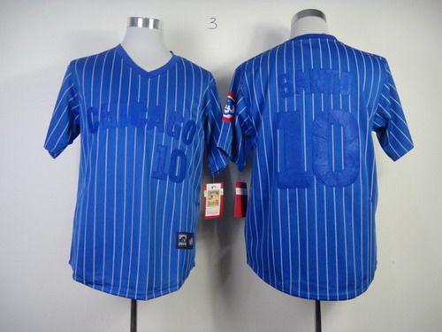 Chicago Cubs #10 Ron Santo Blue Pinstripe Throwback Jersey