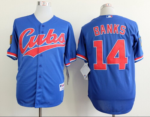 Chicago Cubs #14 Ernie Banks 1994 Blue Jersey