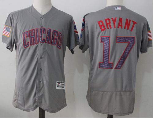 Chicago Cubs #17 Kris Bryant Grey Fashion Stars & Stripes Flexbase Authentic Stitched MLB Jersey