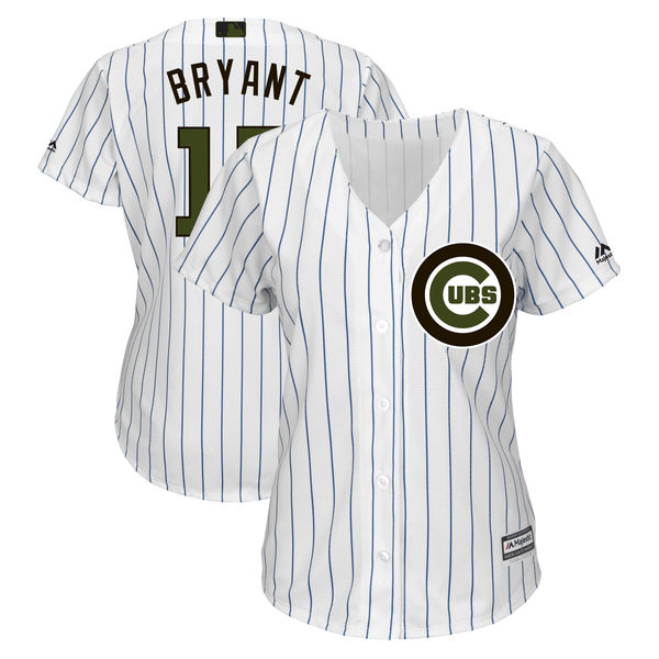 Chicago Cubs #17 Kris Bryant White Women 2018 Memorial Day Cool Base Jersey
