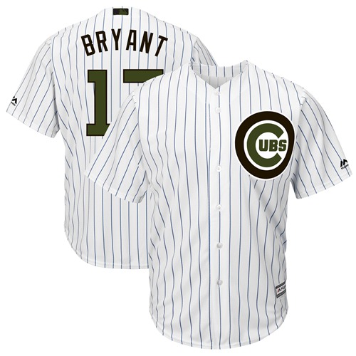 Chicago Cubs #17 Kris Bryant White(Blue Strip) New Cool Base 2018 Memorial Day Stitched Baseball Jersey