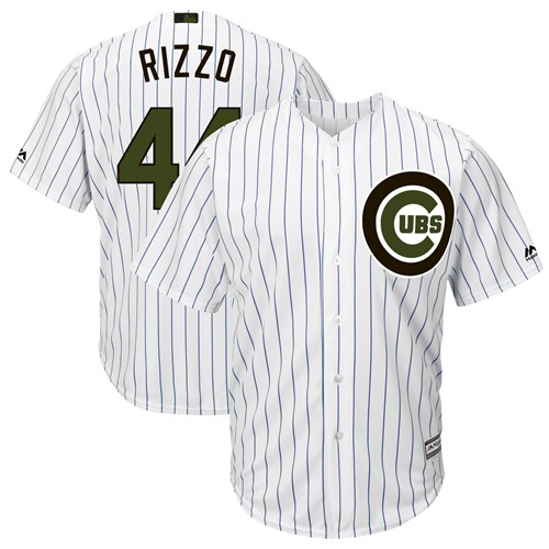 Chicago Cubs #44 Anthony Rizzo White(Blue Strip) New Cool Base 2018 Memorial Day Stitched Baseball Jersey
