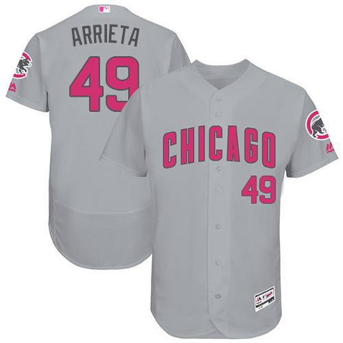 Chicago Cubs #49 Jake Arrieta Grey Flexbase Authentic Collection Mother’s Day Stitched MLB Jersey