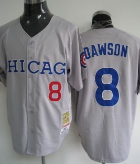 Chicago Cubs #8 Andre Dawson Gray Throwback Jersey