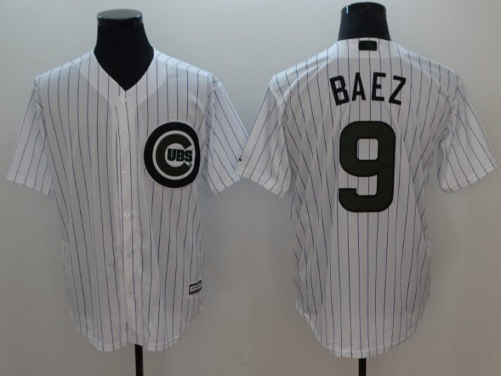 Chicago Cubs #9 Javier Baez White 2018 Memorial Day Cool Base Jersey