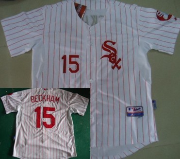 Chicago White Sox #15 Gordon Beckham White With Red Pinstripe Jersey