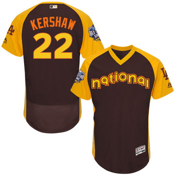 Clayton Kershaw Brown 2016 All-Star Jersey – Men’s National League Los Angeles Dodgers #22 Flex Base Majestic MLB Collection Jersey