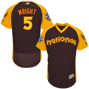David Wright Brown 2016 All-Star Jersey – Men’s National League New York Mets #5 Flex Base Majestic MLB Collection Jersey