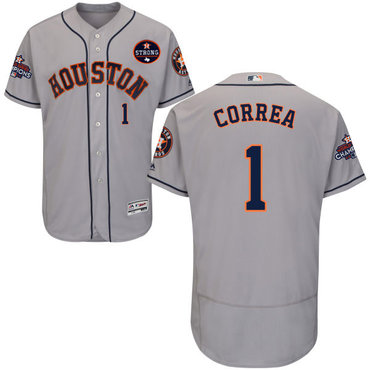 Houston Astros #1 Carlos Correa Grey Flexbase Authentic Collection 2017 World Series Bound Customize Stitched MLB Jersey
