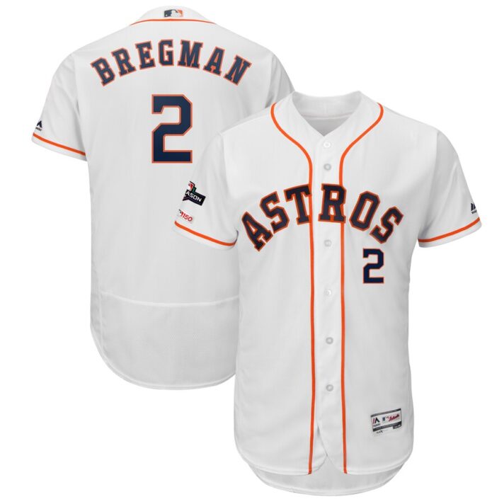 Houston Astros #2 Alex Bregman Majestic 2019 Postseason Authentic Flex Base Player White Jersey