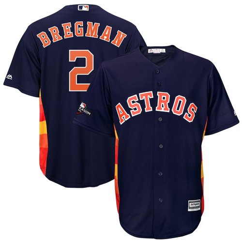 Houston Astros #2 Alex Bregman Majestic 2019 Postseason Official Cool Base Player Navy Jersey