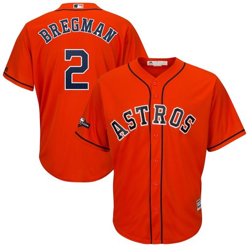 Houston Astros #2 Alex Bregman Majestic 2019 Postseason Official Cool Base Player Orange Jersey