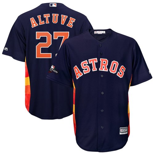 Houston Astros #27 Jose Altuve Majestic 2019 Postseason Official Cool Base Player Navy Jersey