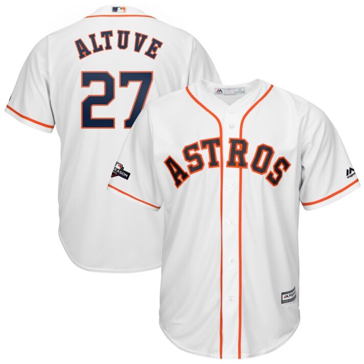 Houston Astros #27 Jose Altuve Majestic 2019 Postseason Official Cool Base Player White Jersey