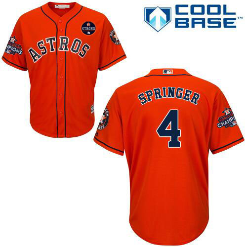 Houston Astros #4 George Springer Orange New Cool Base 2017 World Series Champions Stitched MLB Jersey