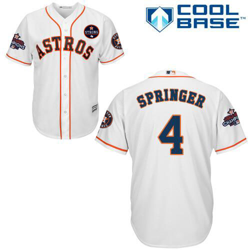Houston Astros #4 George Springer White New Cool Base 2017 World Series Champions Stitched MLB Jersey