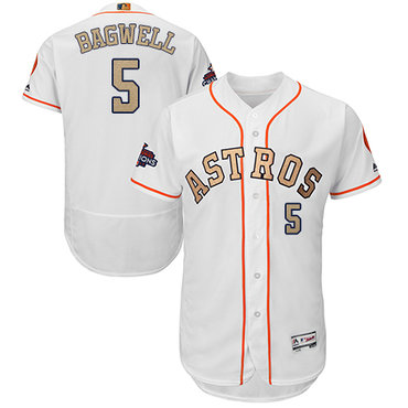 Houston Astros #5 Jeff Bagwell White FlexBase Authentic 2018 Gold Program Cool Base Stitched MLB Jersey