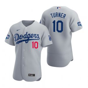 Los Angeles Dodgers #10 Justin Turner Gray 2020 World Series Champions Jersey