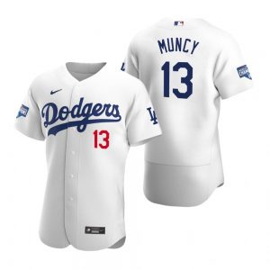 Los Angeles Dodgers #13 Max Muncy White 2020 World Series Champions Jersey