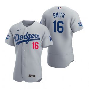 Los Angeles Dodgers #16 Will Smith Gray 2020 World Series Champions Jersey