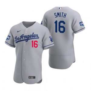 Los Angeles Dodgers #16 Will Smith Gray 2020 World Series Champions Road Jersey