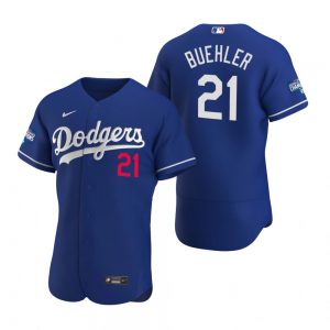 Los Angeles Dodgers #21 Walker Buehler Royal 2020 World Series Champions Jersey