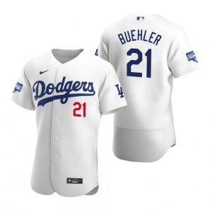 Los Angeles Dodgers #21 Walker Buehler White 2020 World Series Champions Jersey