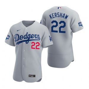 Los Angeles Dodgers #22 Clayton Kershaw Gray 2020 World Series Champions Jersey