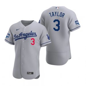 Los Angeles Dodgers #3 Chris Taylor Gray 2020 World Series Champions Road Jersey