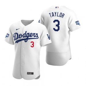 Los Angeles Dodgers #3 Chris Taylor White 2020 World Series Champions Jersey