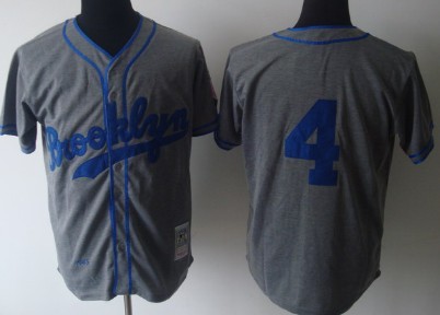 Los Angeles Dodgers #4 Babe Herman 1945 Gray Wool Throwback Jersey