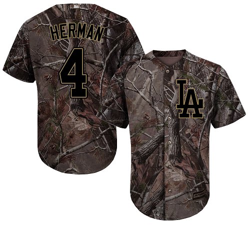 Los Angeles Dodgers #4 Babe Herman Camo Realtree Collection Cool Base Stitched Baseball Jersey