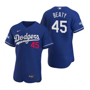 Los Angeles Dodgers #45 Matt Beaty Royal 2020 World Series Champions Jersey